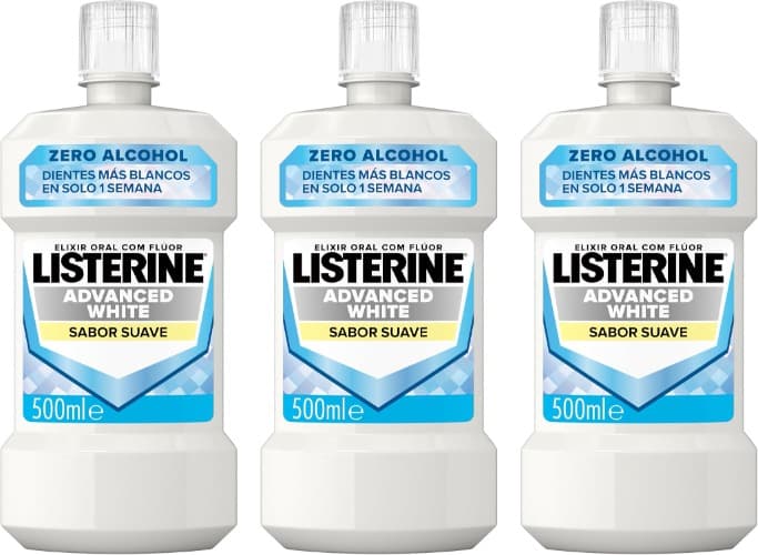 Listerine Advanced White Sabor suave, 500 ml x 3