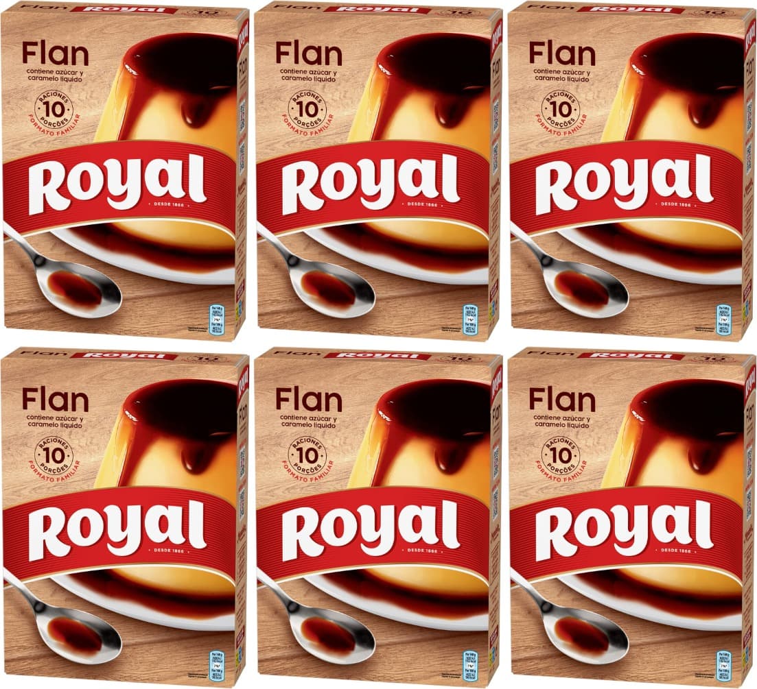 Royal Flan, preparado em pó com rebuçados, 10 peças, pack de 233 g