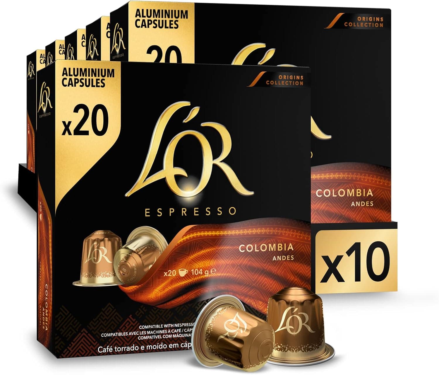 L'OR Espresso cápsulas de café Colômbia origens | intensidade 8, 200 cápsulas compatíveis Nespresso (R) 