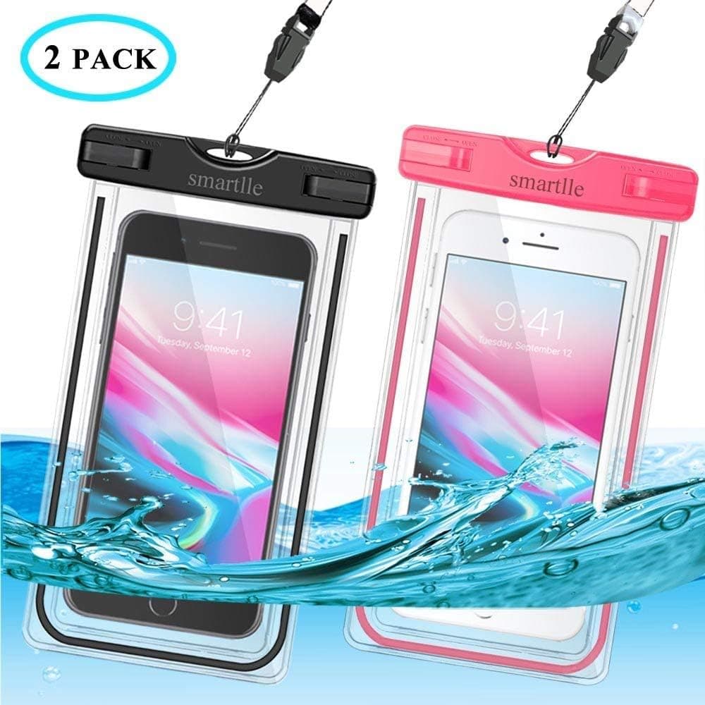 smartlle Capa impermeável para telemóvel, 2 unidades, resistente à água e ao pó, para iPhone 12 11 X XR XS Max, 8/7/6s Plus, 6 5 5c 5s, Galaxy S21 S20 S10 S9 S8 S5 S7 S6 Edge