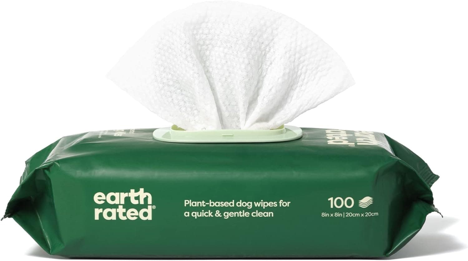 Earth Rated - Toalhetes húmidos para cães à base de plantas, toalhetes húmidos de limpeza e controlo de odores para patas, corpo e traseiro de cachorros e cães adultos - Sem aroma - 100 unidades
