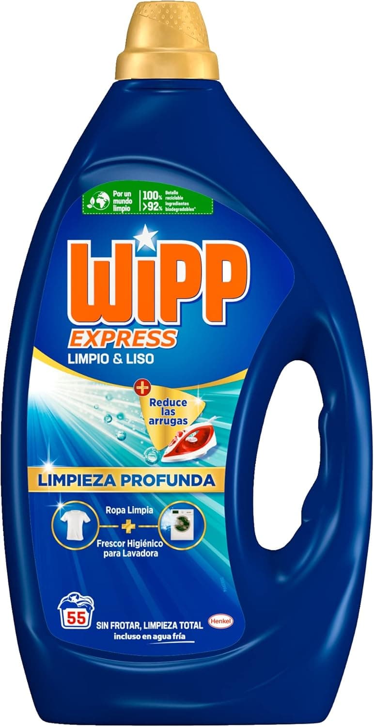 WIPP EXPRESS Detergente líquido limpo e liso para máquina de lavar (55 lavagens), para limpeza profunda