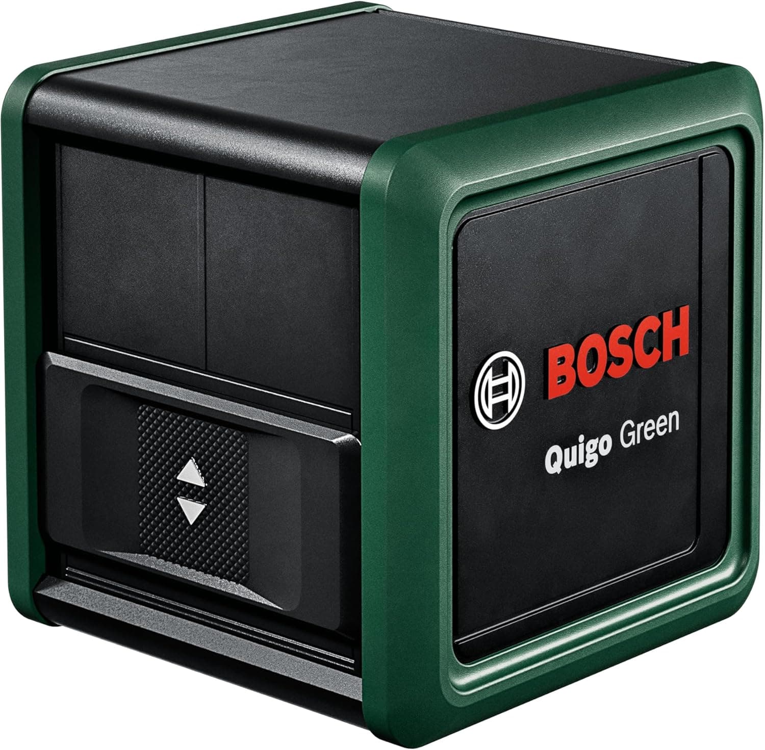 Bosch Nível laser de linhas cruzadas Quigo verde com pinça universal MM 2 (laser verde para melhor visibilidade, invólucro de plástico reciclado)