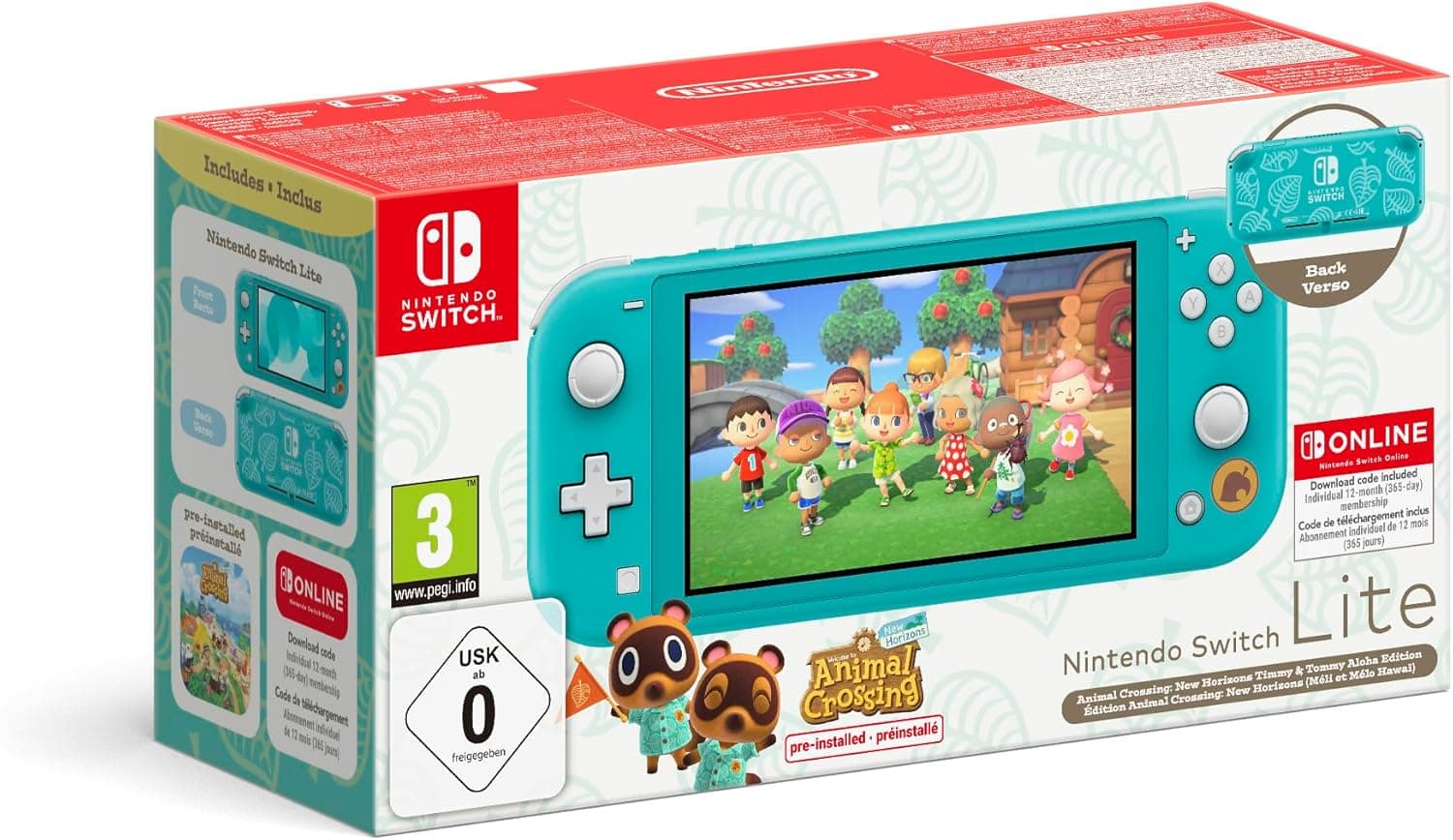 Nintendo Switch Lite - Consola Azul Turquesa + Animal Crossing + 12 meses NSO