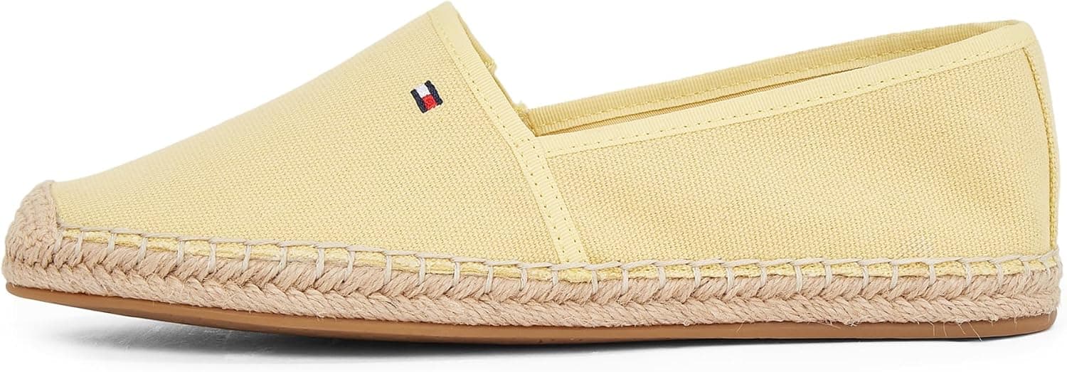 TOMMY HILFIGER Flag Canvas Espadrille FW0FW08541 | Alpercatas femininas em algodão reciclado cor Meringue Yellow