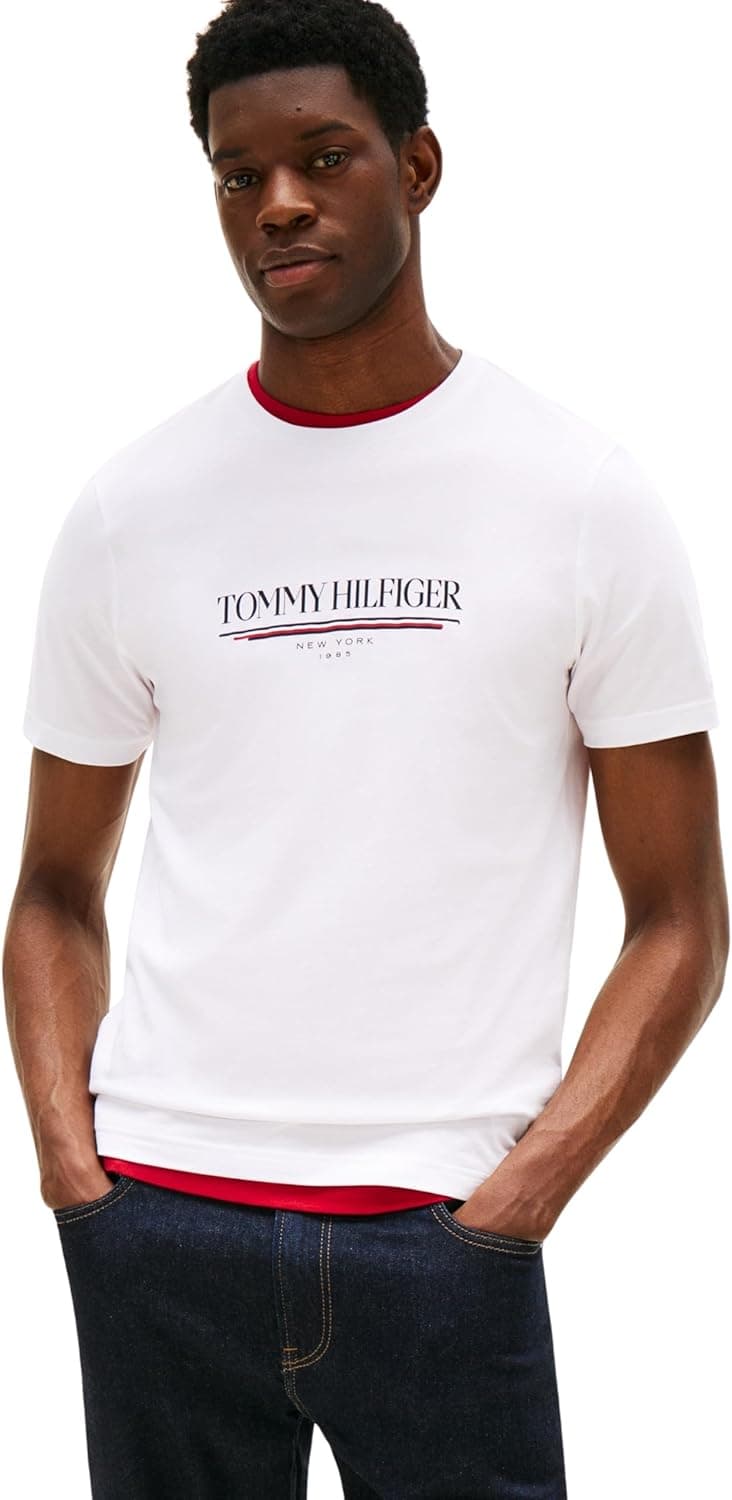 Tommy Hilfiger Brand Love Tee | T-shirt de manga curta em algodão para homem