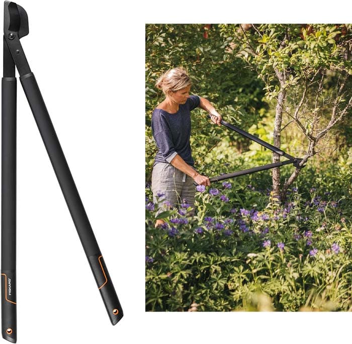 Fiskars Podadeira de duas mãos SingleStep (L) L38, revestimento antiaderente, aço de precisão temperado, comprimento: 82 cm, preto, 1001426