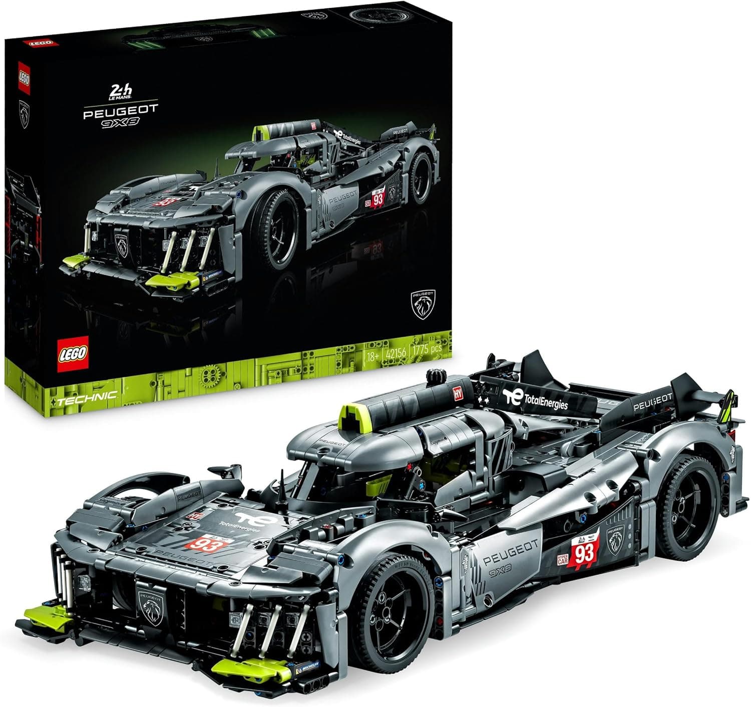 LEGO Technic Peugeot 9X8 24H Le Mans Hybrid Hypercar, casaco para adultos de carro de corridas em escala 1:10, colecionável, desportos de motor, presente para homens e mulheres 42156
