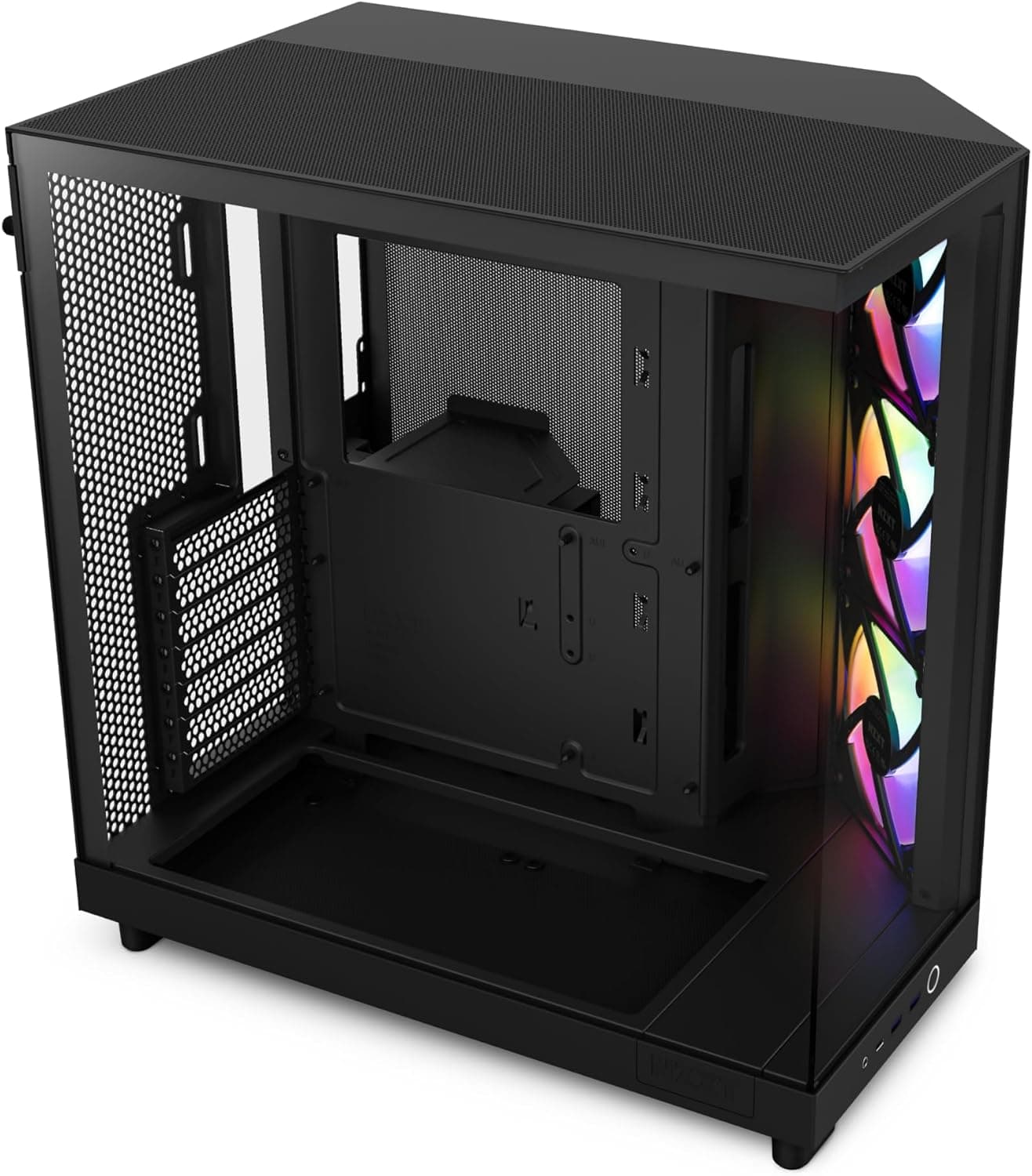 NZXT H6 Flow RGB Caixa PC Gaming ATX | Mid-Tower de câmara dupla compacta, inclui 3 ventoinhas de 120 mm RGB | painéis de vidro panorâmicos, cor preta | CC-H61FB-R1
