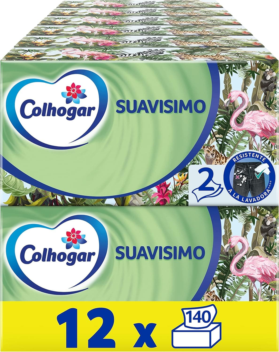 Colhogar Lenços faciais suave Family Pack x1680 - caixa de lenços faciais - resistente à máquina, caixa com 140 lenços, cor branca [1680 unidades] (12 x 140)