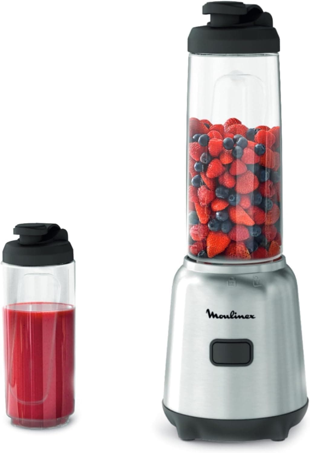 Moulinex Mix & Move LM15FD10 | Mini liquidificadora compacta com 2 garrafas Tritan e lâminas amovíveis 300 W