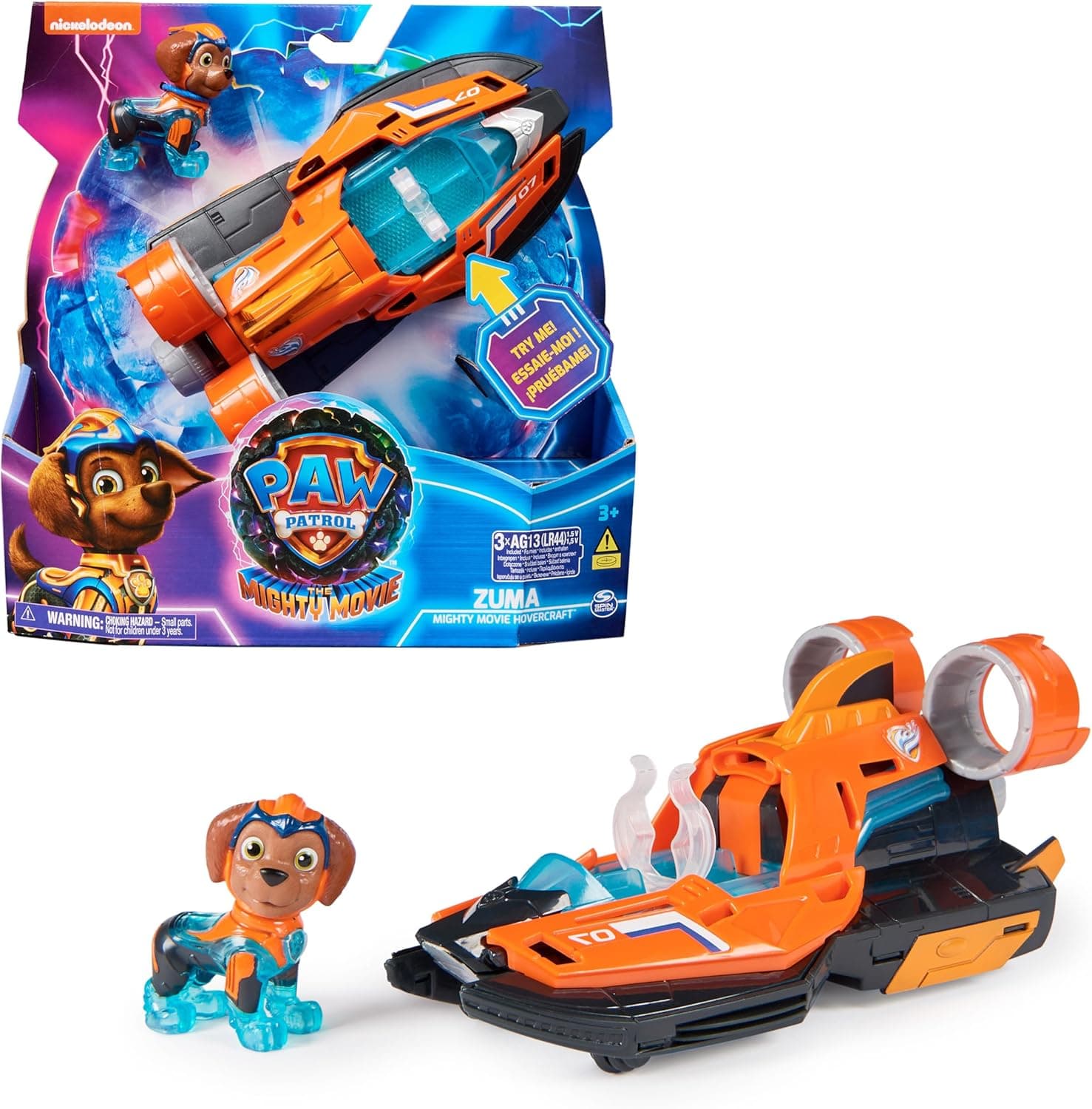 Patrulha canina - Figura Sumo e veículo aerofuscante com luzes e sons do superfilme - 6067510 - brinquedos crianças 3 anos + patrulha canina brinquedos - presente criança 3 anos