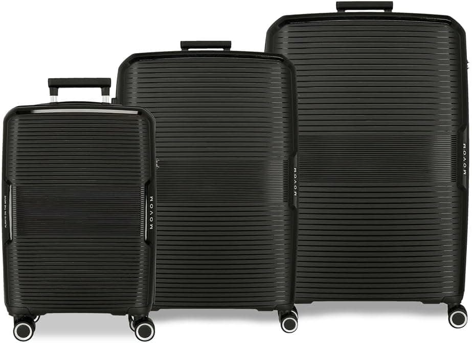Movom Inari Malas rígidas ABS, tamanhos diferentes, preto, verde, vermelho, cinzento, poliéster, de Joumma Bags, Preto, Conjunto de 3 malas