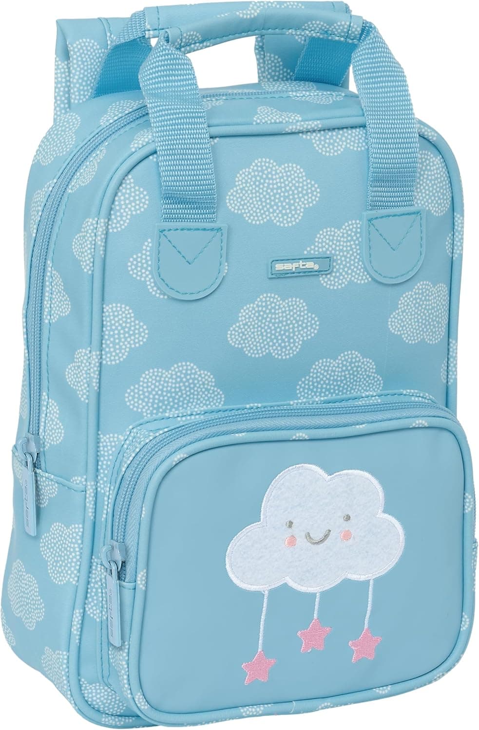 Safta PREESCOLAR NUVE - mochila infantil, com alças, fácil de limpar, ideal para crianças de diferentes idades, confortável e versátil, qualidade e resistência, 20 x 8 x 28 cm, cor azul pastel, azul