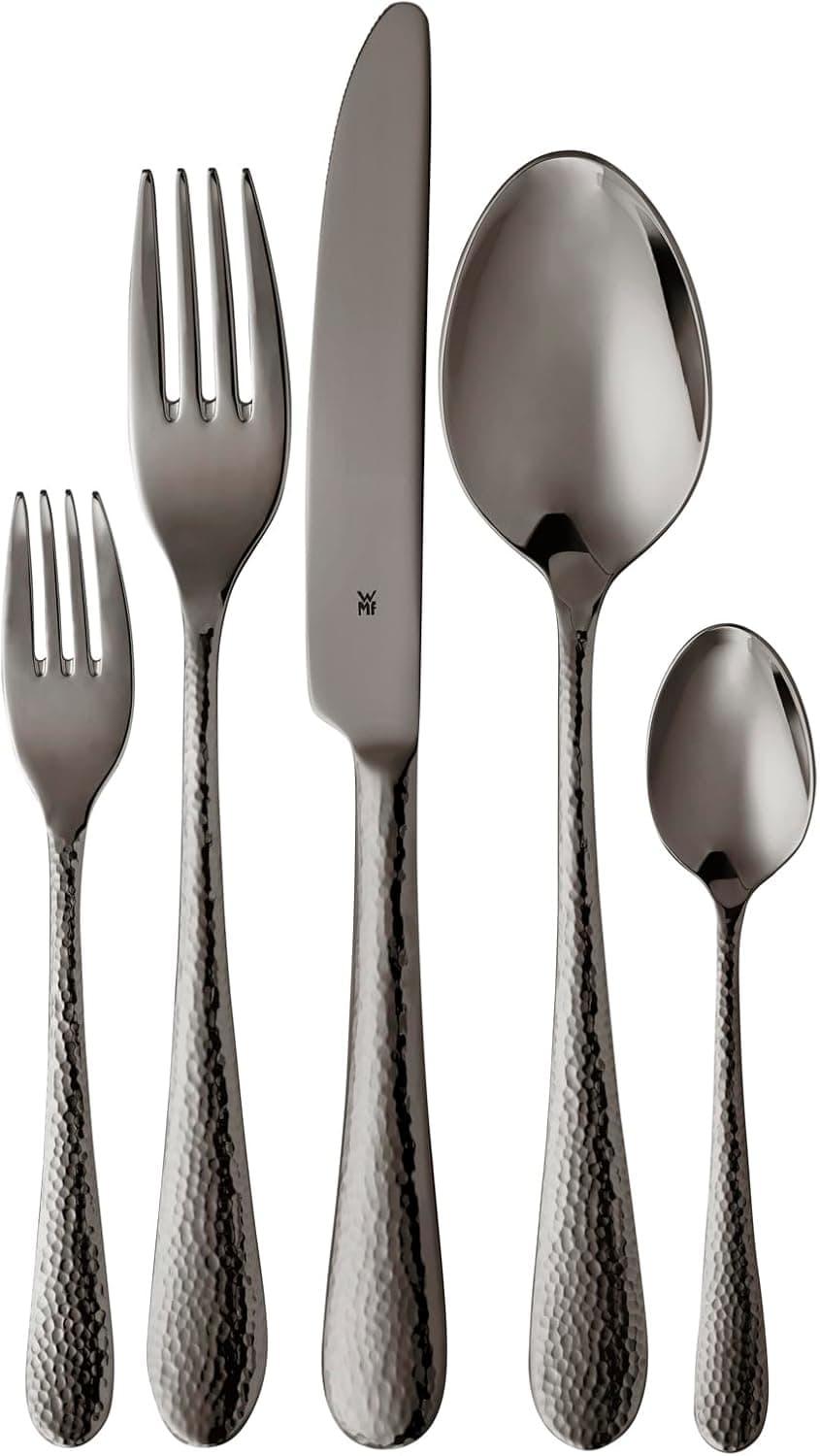 WMF Sitello Midnight Talheres de 30 peças, 6 comensais de aço inoxidável Cromargan com acabamento polido enrolado, adequado para máquina de lavar louça