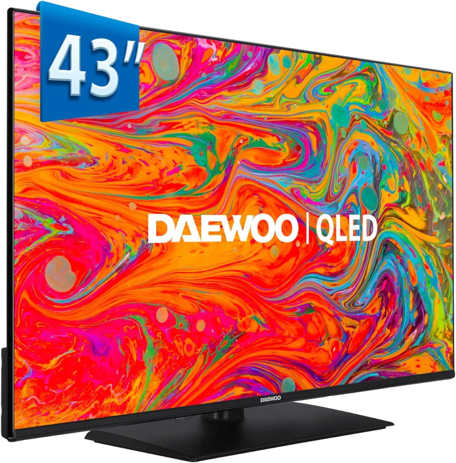 Daewoo 43DM65QV - QLED Smart TV 43 polegadas 4K HDR, Dolby Vision & Dolby Atmos, compatível com Alexa, peito central, design sem moldura