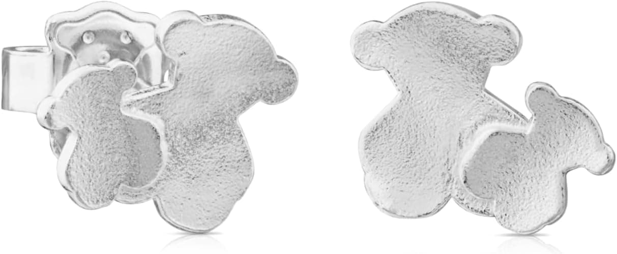 TOUS Brincos de prata de primeira lei para mulher com fecho de pressão, motivo ursos, simples e elegante, coleção Hill