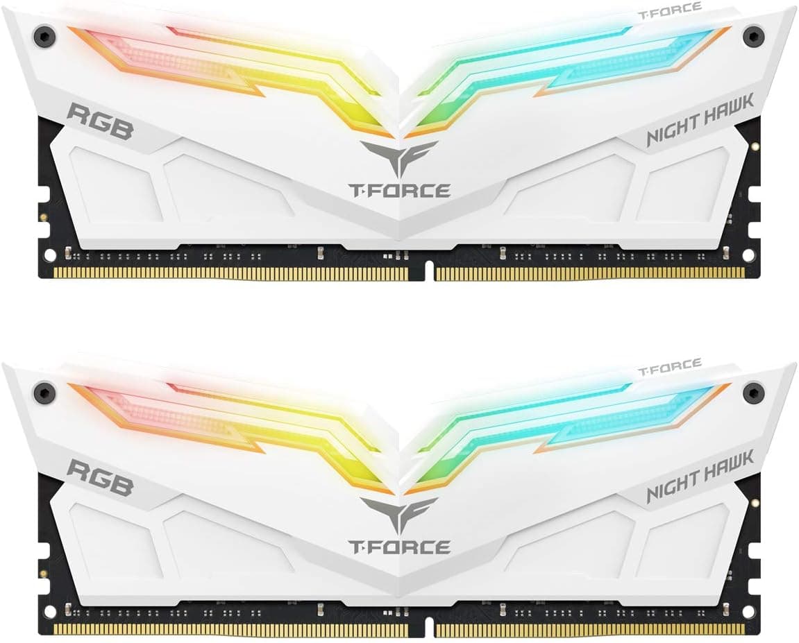 TEAMGROUP T-Force Night Hawk RGB DDR4 | Memória RAM gaming 16 GB 3600 MHz em branco