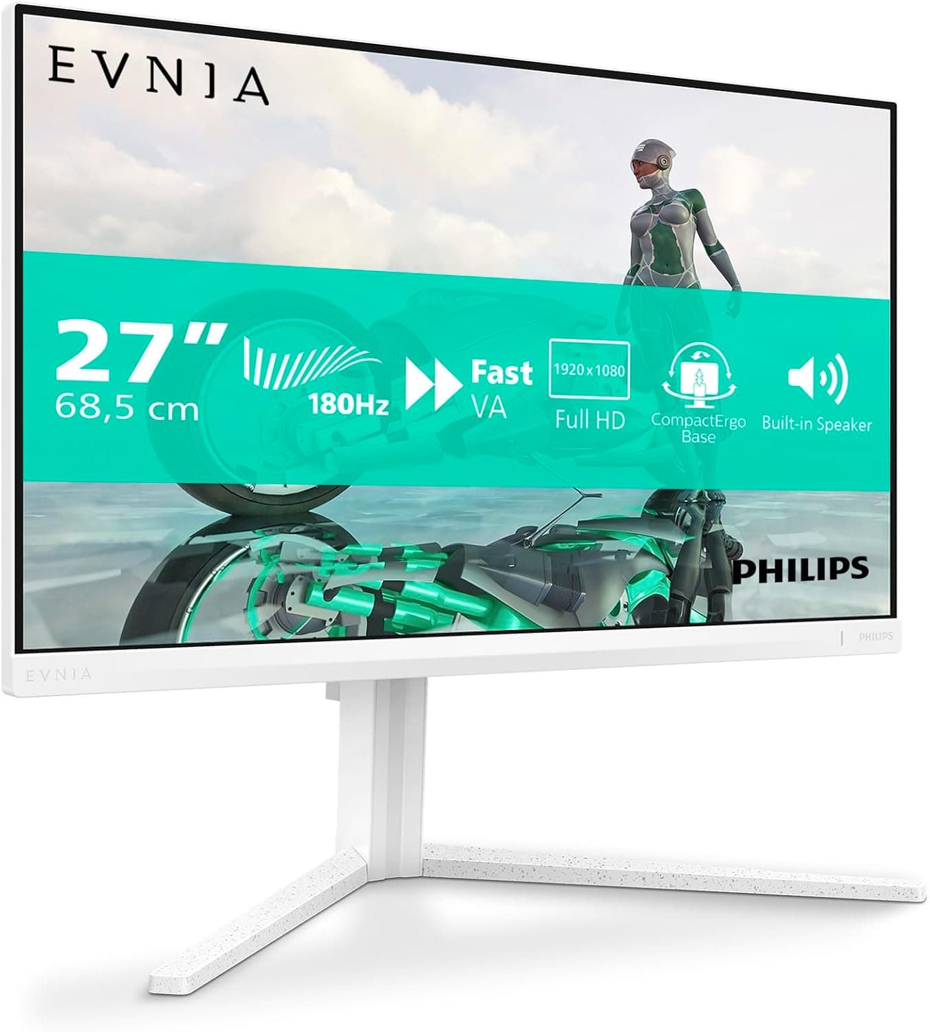 Philips Evnia 27M2N3201A Monitor de jogos de 27 polegadas Full HD, 180 Hz, 0,5 ms, FreeSync Prem, G-Sync Comp., HDR10 (1920 x 1080, 2X HDMI, DisplayPort) Blllll. Banco
