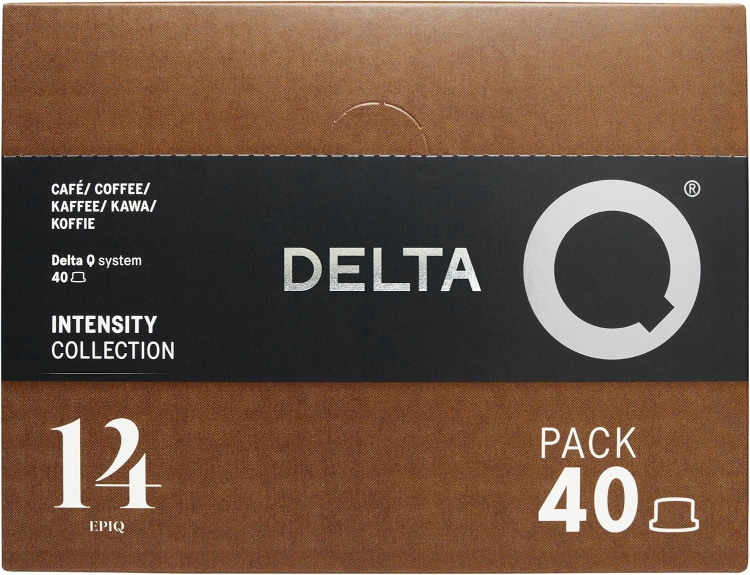 Delta Q - Cápsulas de café moído EpiQ - Espresso intenso com notas de nozes torradas, intensidade 14 - Molido natural - 40 cápsulas
