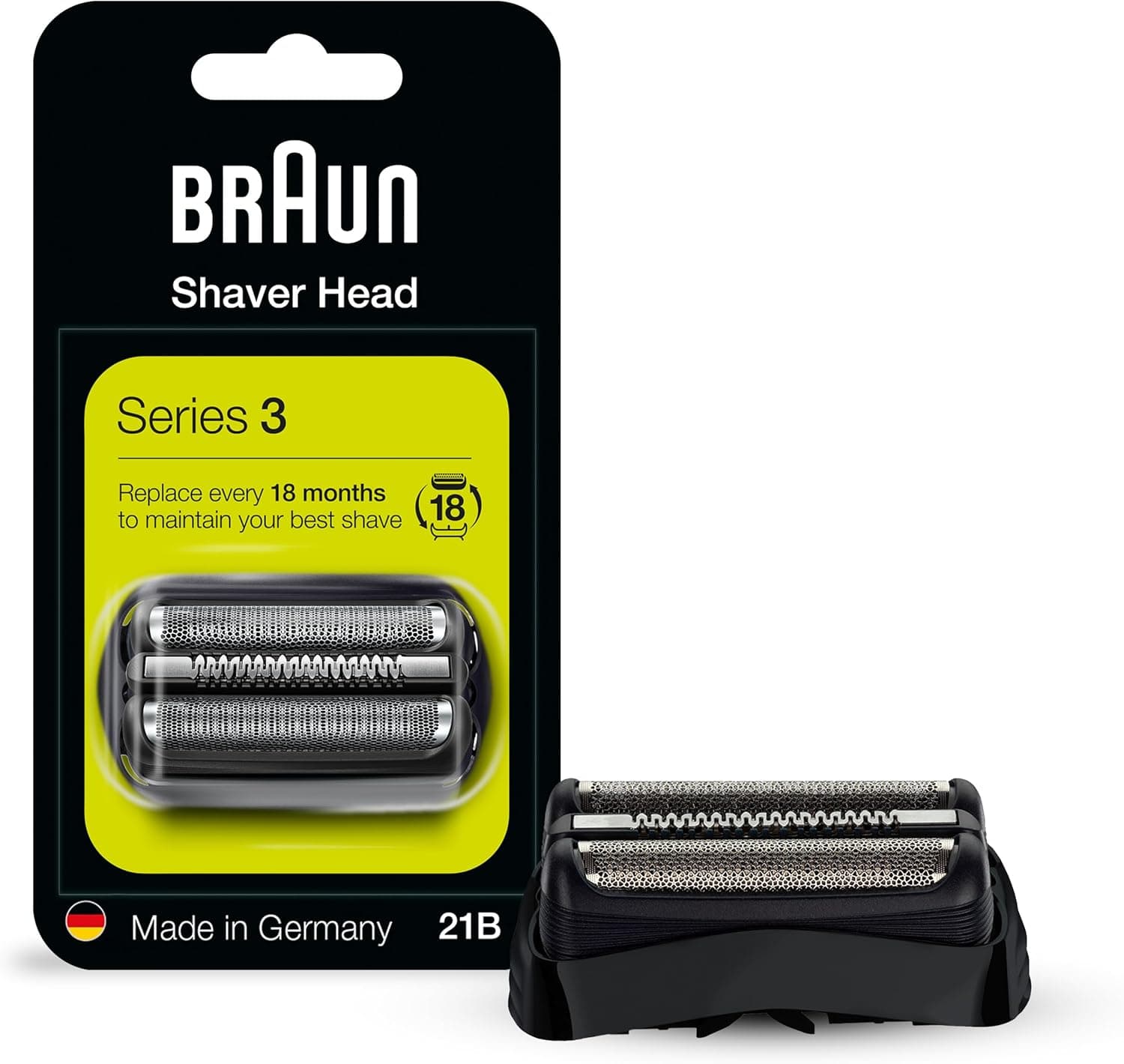 Braun Peça de substituição para máquina de barbear 21B, cor preta, compatível com modelos 300s e 310s