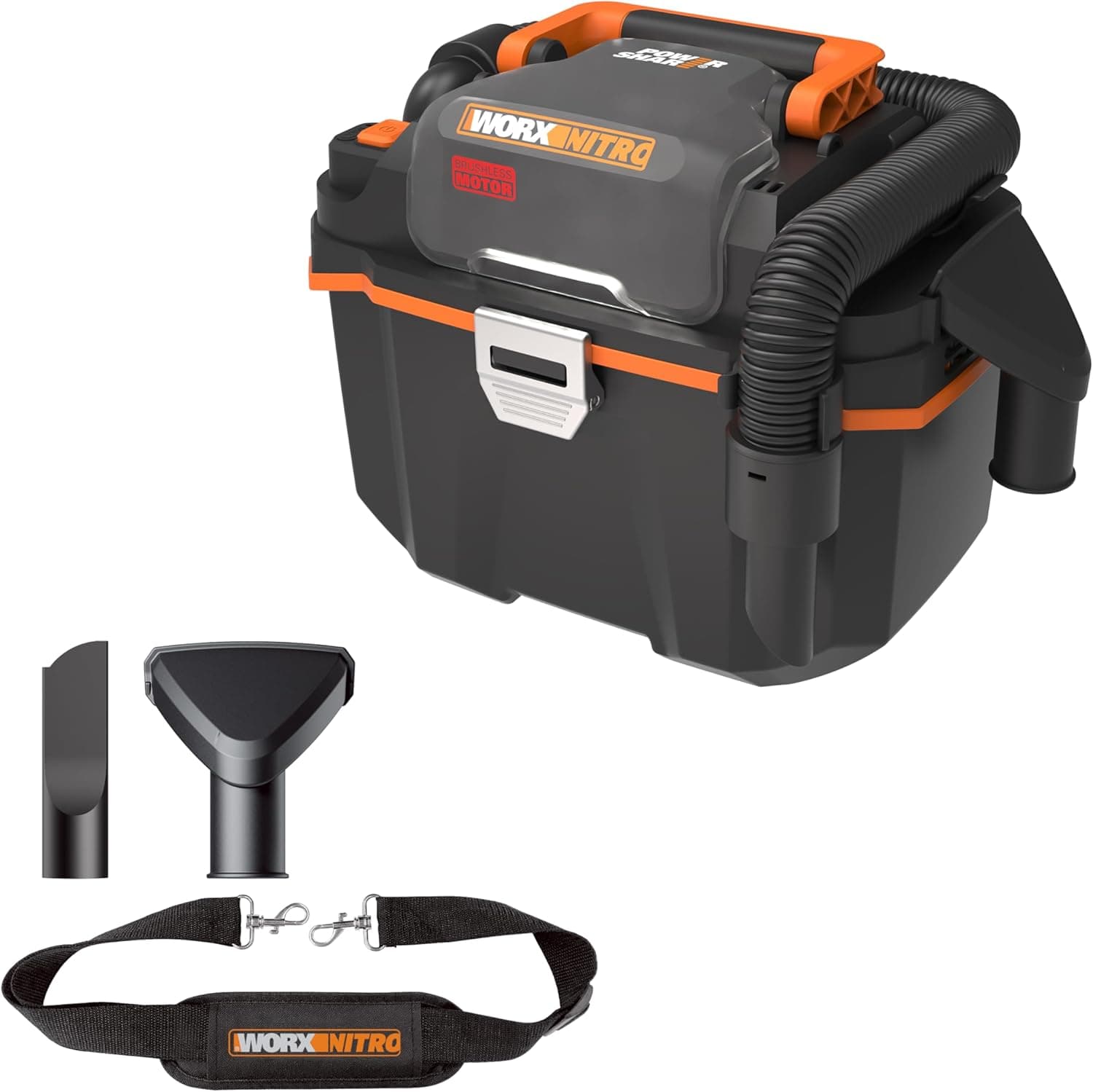 WORX Aspirador portátil húmido e seco Brushless 20 V máximo PowerShare | WX031.9, sem bateria, sem carregador, motor sem escovas | 16 Kpa, depósito 8L