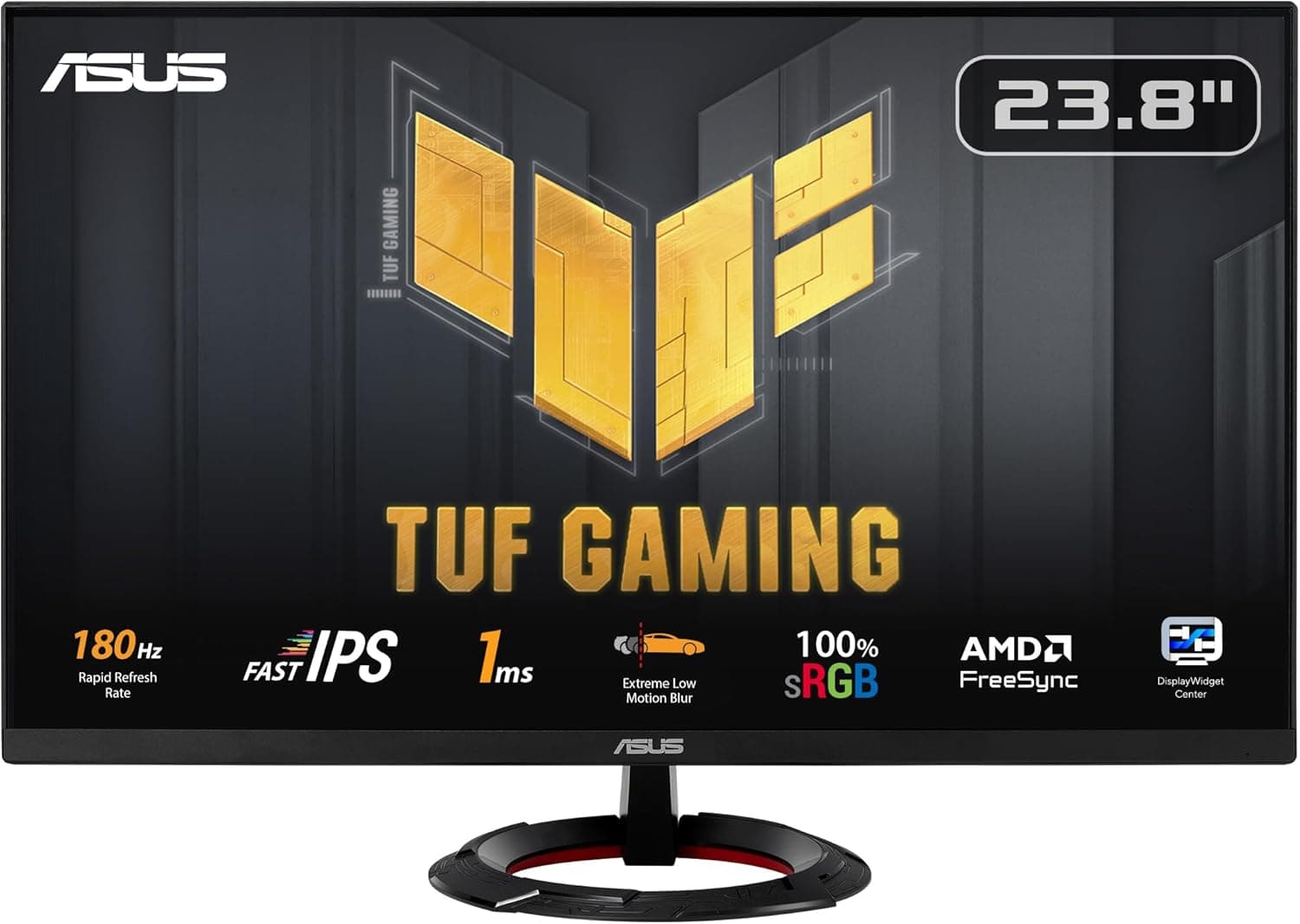 ASUS TUF Gaming VG249Q3R Monitor para jogos - 23,8 polegadas, Full HD (1920 x 1080), 180Hz, IPS rápido, extremo baixo motion blur™, 1 ms (GTG), FreeSync™, overdrive variável, 100 % SRGB