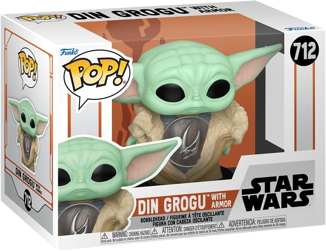 Funko Pop! Star Wars: The Mandalorian – Grogu (A Criança, Baby Yoda) - (Armadura) – Figura de Vinil Colecionável – Ideia de Presente – Merchandising Oficial – Brinquedo para Crianças e Adultos – Tamanho Padrão Multicolorido