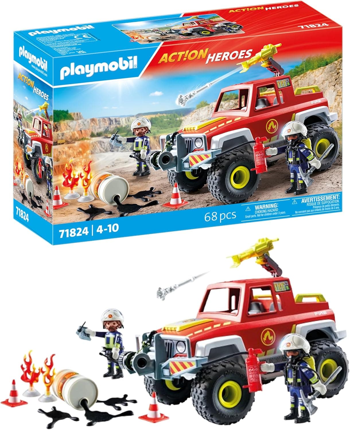 PLAYMOBIL | Action Heroes Camião de bombeiros | carro de bombeiros | brinquedo para meninos e meninas a partir de 4 anos, 71824