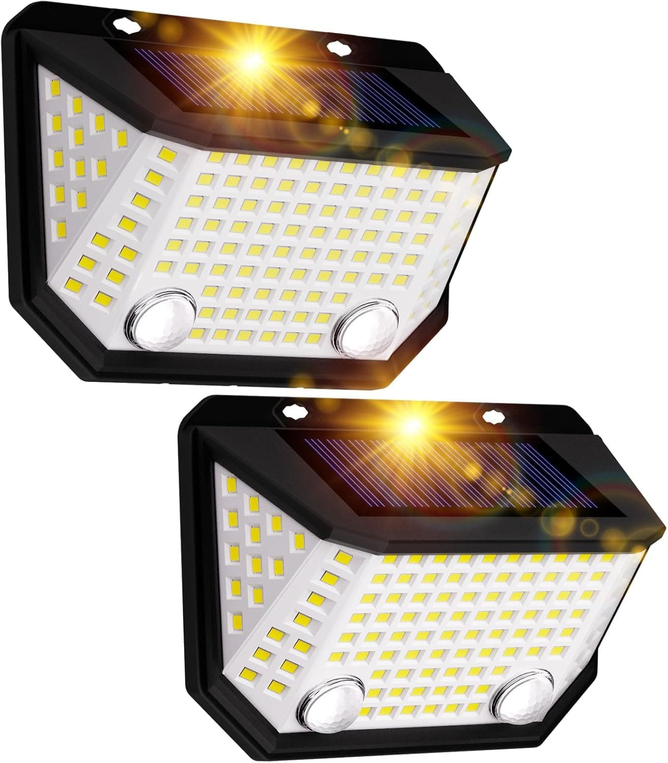 K Kasonic Luzes solares com sensor duplo para cercas, 6500 K impermeáveis com amplo ângulo de iluminação de 300 ° para jardim, embalagem de 2 luzes solares de passo para exteriores para casa 