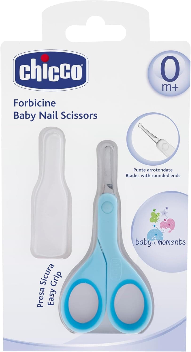 Chicco - Tesoura de bebé com borda de segurança, cor azul