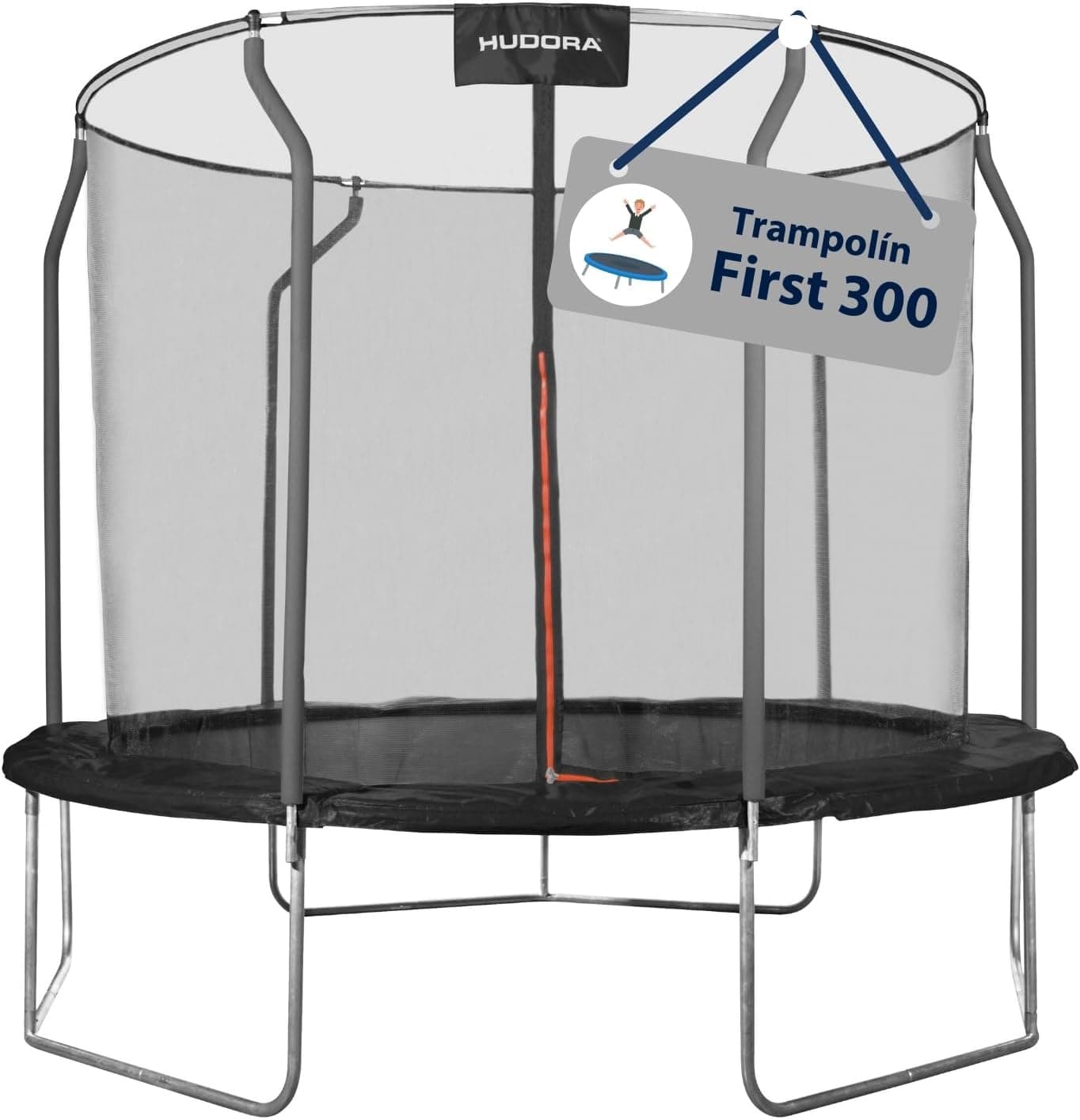 HUDORA Trampolim para exteriores com cobertura de borda resistente a raios UV e rede de segurança - 300 cm