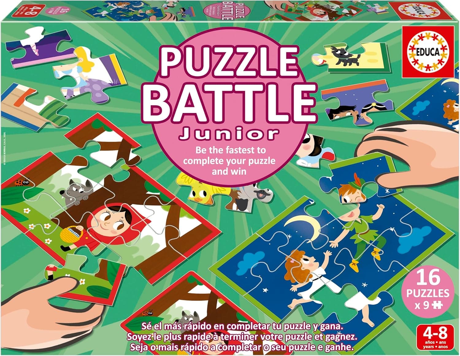Educa - Puzzle Battle Contos | Jogo de mesa 4 anos | Uma autêntica batalha de peças | seja o primeiro a completar o seu puzzle para se tornar o vencedor | a partir de 4 5 6 anos (20117)