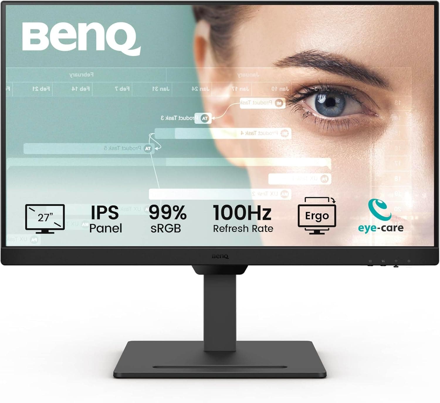 BenQ GW2790T Monitor de 27" IPS 1080p para escritório em casa, 100 Hz, design ergonómico, 99% sRGB, VESA, HDMI, DP, B.I, Low Blue Light, modo ePaper, modo de programação, certificado pela TÜV
