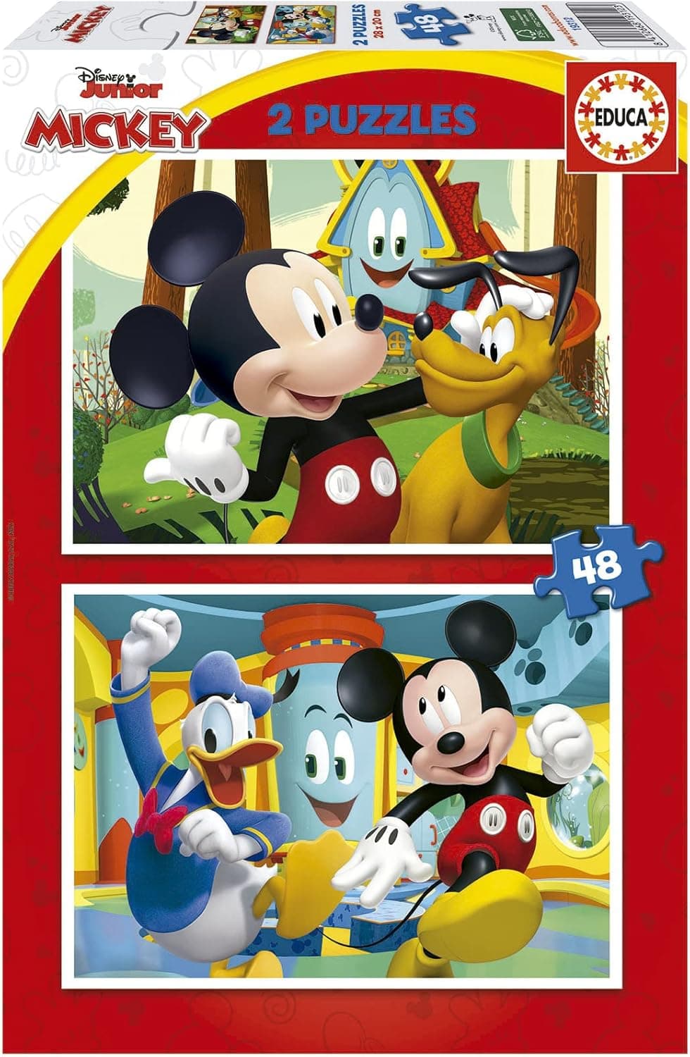 Educa Mickey Mouse Fun House | Conjunto de 2 puzzles de cartão com 48 peças cada para crianças