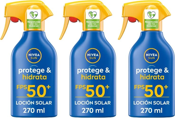 NIVEA SUN Protege & Hidrata spray solar FP50 (1 x 270 ml), protetor hidratante e impermeável, protetor solar com proteção UVA/UVB x3