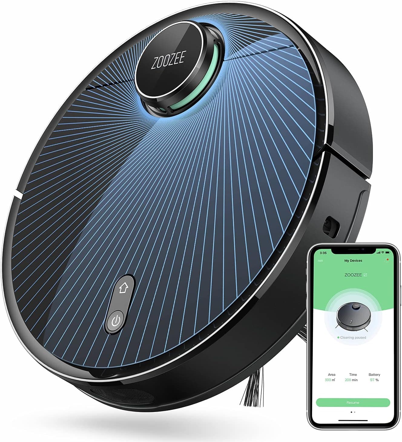 zoozee Z70 Robot aspirador e lava-chão com LiDAR navegador a laser, sucção de 3500 Pa e 5200 mAh, ideal para pêlo de animais de estimação
