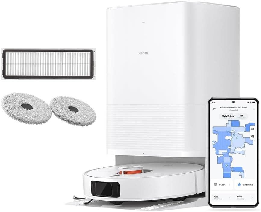 Xiaomi Robot Vacuum X20 Pro - Robot aspirador e limpa-chão com sistema inteligente de navegação a laser (LDS), sucção de 7000 Pa, caminhos de limpeza em zigue-zague, branco 