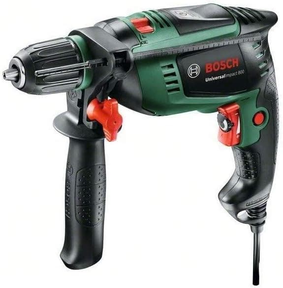 Bosch Universal Impact 800 Berbequim de percussão, 800 W, punho auxiliar, limitador de profundidade e mala