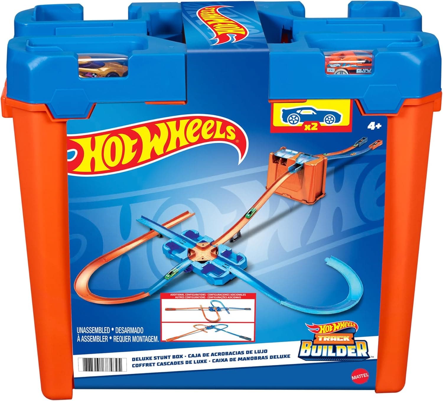 Hot Wheels Track Builder GGP93 Deluxe Caixa de desafios, acessórios para pistas de carros de brincar, cor/modelo variado