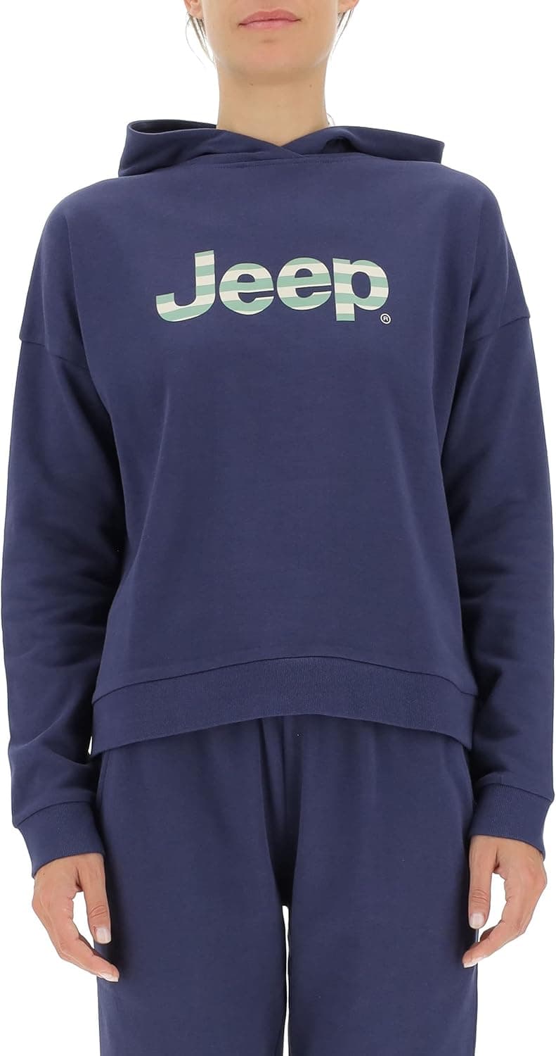 Jeep J Woman Hooded Cropped Sweatshirt Striped Print J22w Camisola para mulher