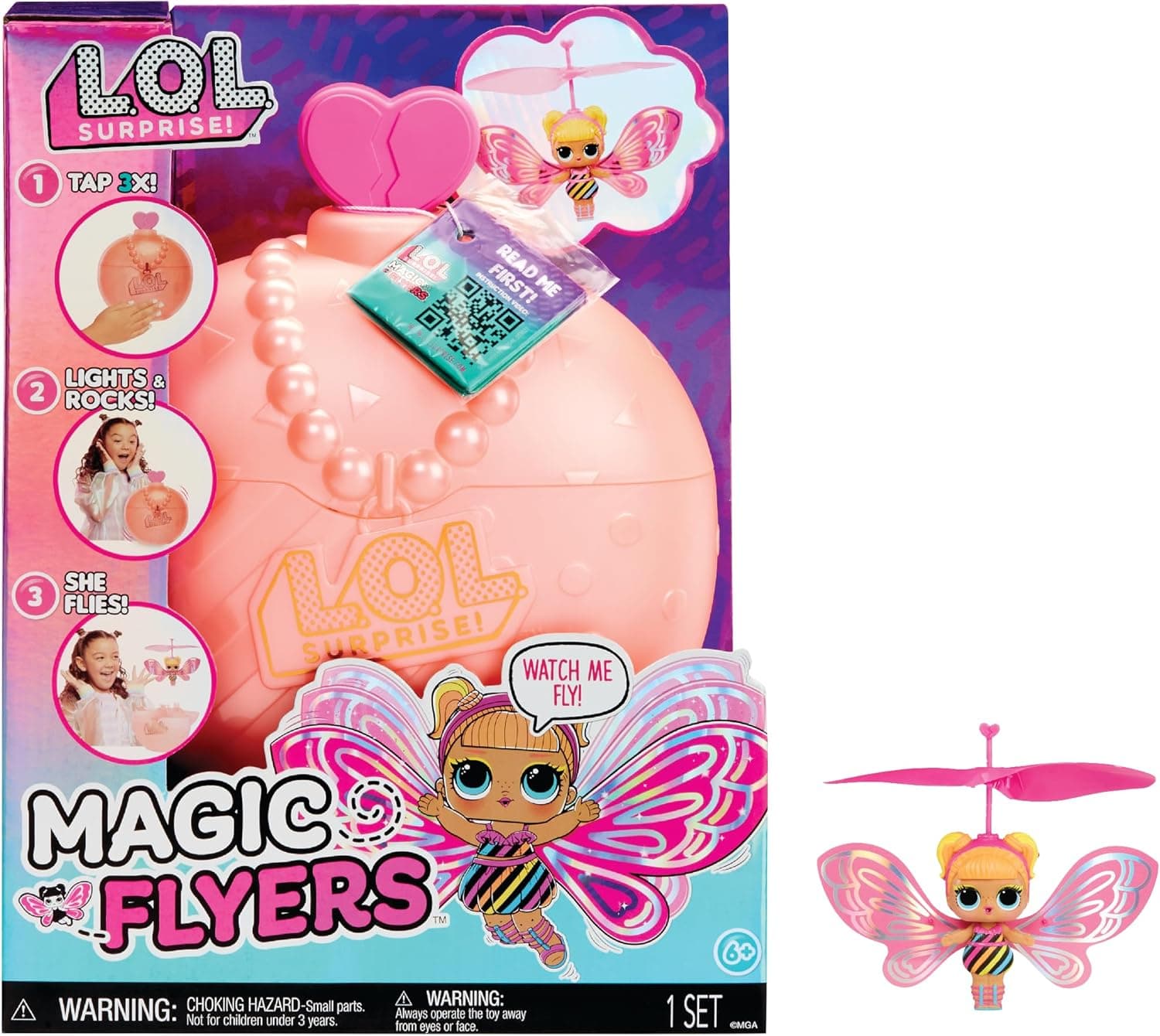 L.O.L. Surprise! Magic Flyers - Flutter Star - Boneca voadora que se guia à mão - colecionável com unboxing em garrafa de toque - ideal para meninas a partir dos 6 anos