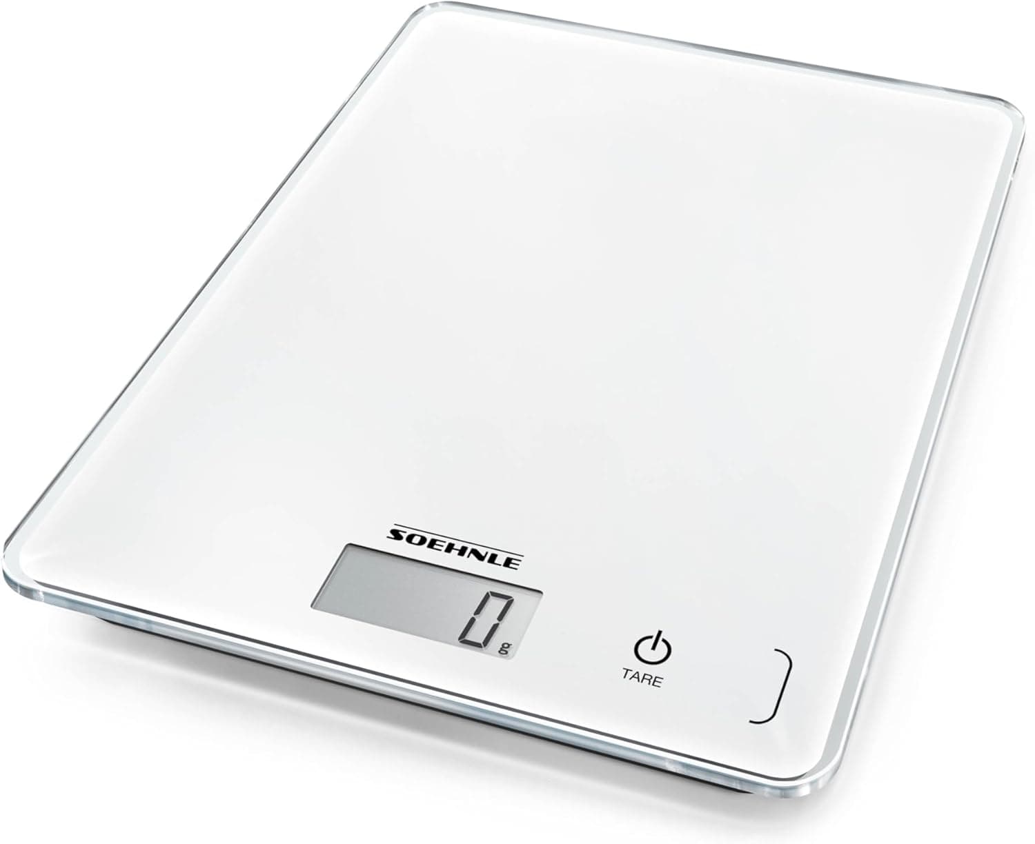 Soehnle Balança de cozinha Page Compact 300, balança digital que pesa 1 g a 5 kg, peso da cozinha com design elegante e com ecrã LCD, branco