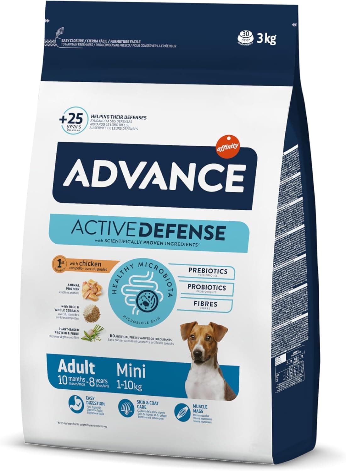 Advance Mini Frango Adulto, Ração Seca para Cães Adultos de Raças Pequenas com Frango, 3kg