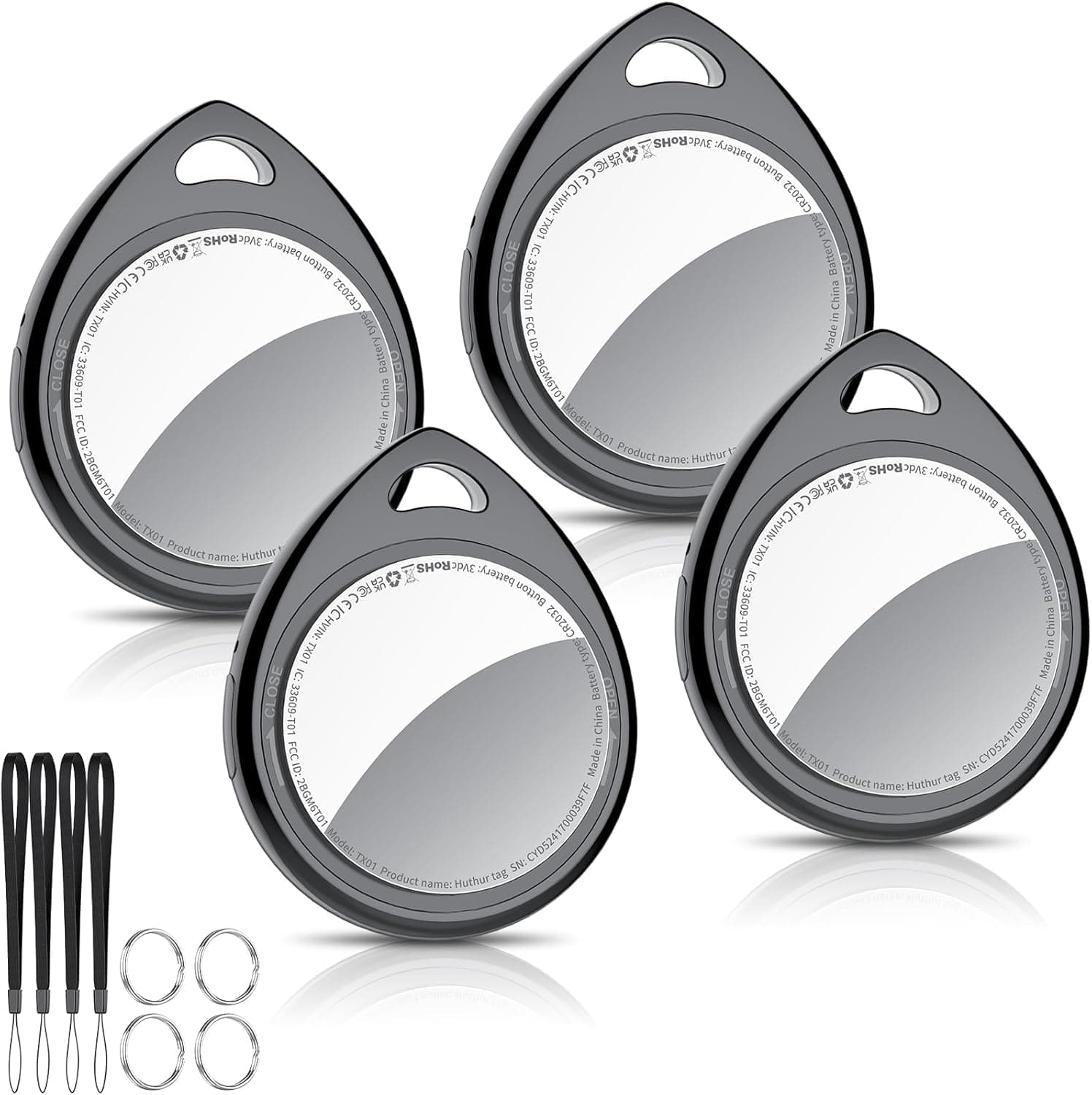QCOQ Air Tracker Tags | Localizador Bluetooth compatível com iOS para chaves, carteira e bagagem, pack de 4 unidades