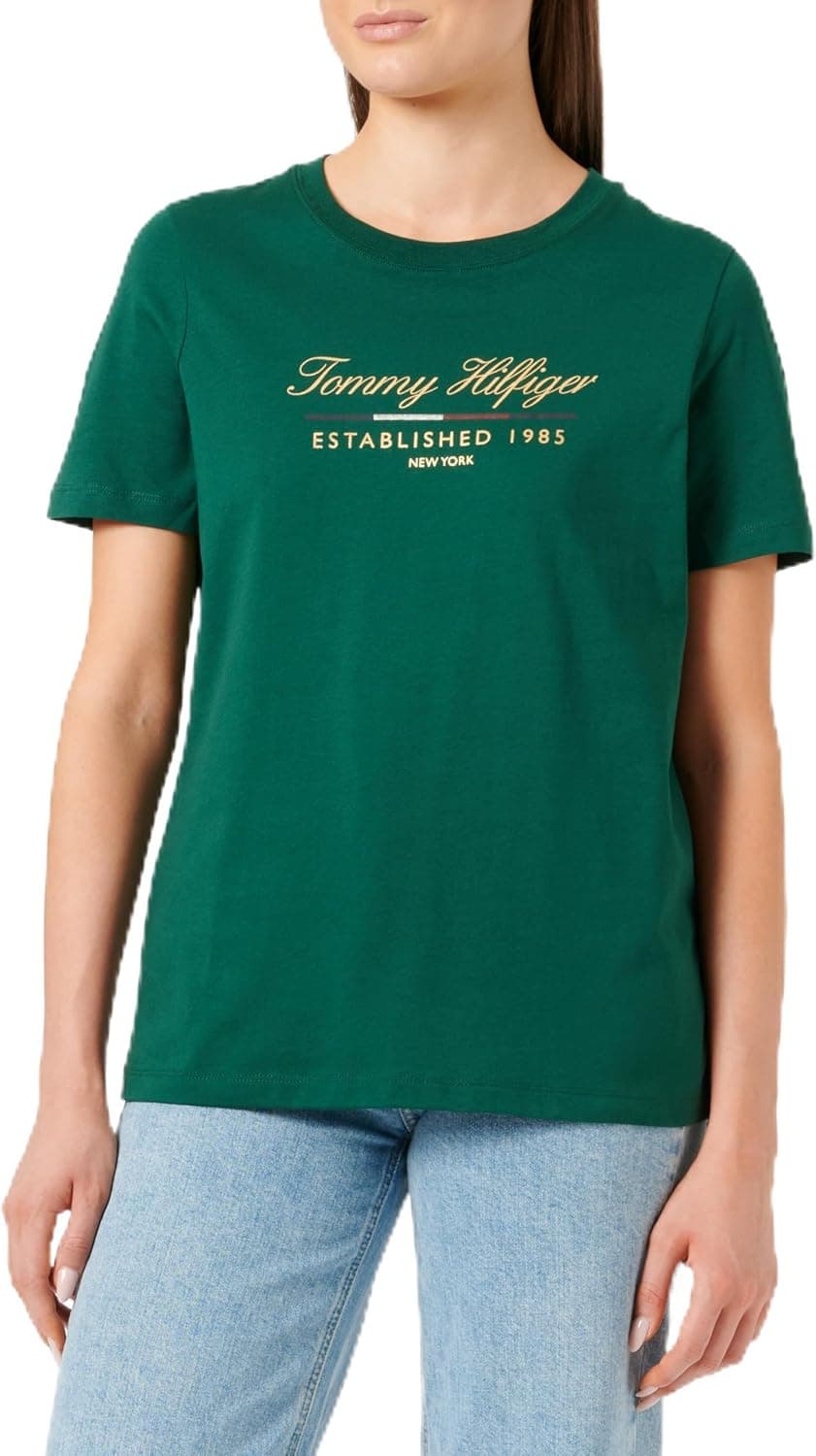 Tommy Hilfiger T-shirt para mulher Script Graphic de algodão