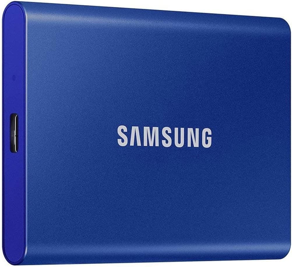 SAMSUNG T7 MU-PC2T0H - SSD - crittografato - 2 TB - esterno (portátil) - USB 3.2 Gen 2 (USB-C connettore) - 256 bit AES - BLU Indaco