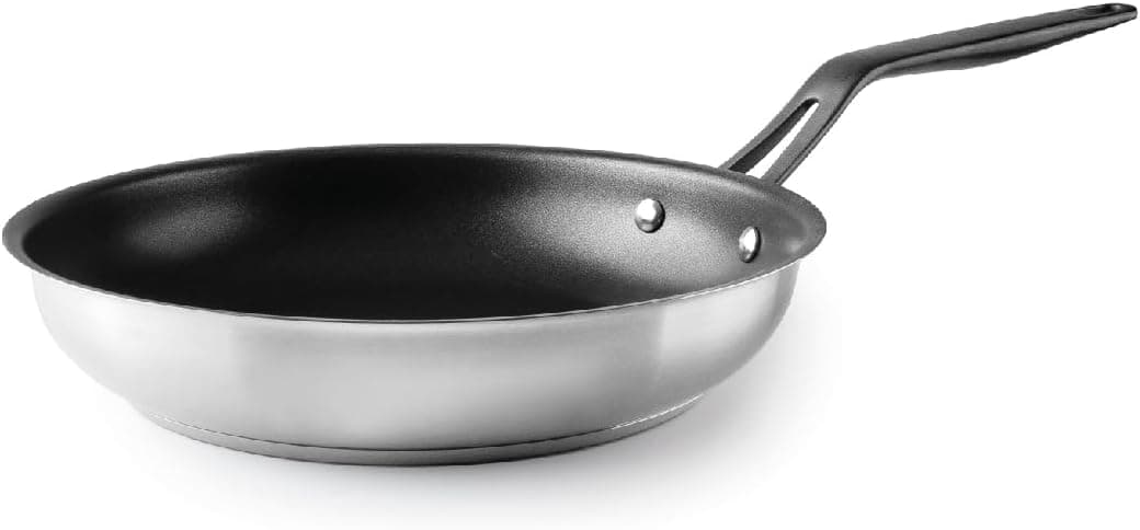 LACOR - 47420 - Frigideira anti-aderente original, aço inoxidável 18/10, anti-aderente QuanTanium®, livre de PFO, fundo termómetro sandwich, lavagem à mão, adequado para forno, Ø 20 cm