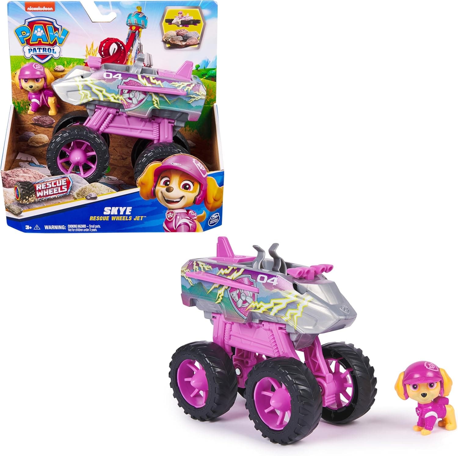 Patrulha Canina - Pack figura Skye Rescue Wheels e veículo transformável Jet - patrulha canina brinquedos - 6069303 - brinquedos crianças 3 anos - presente