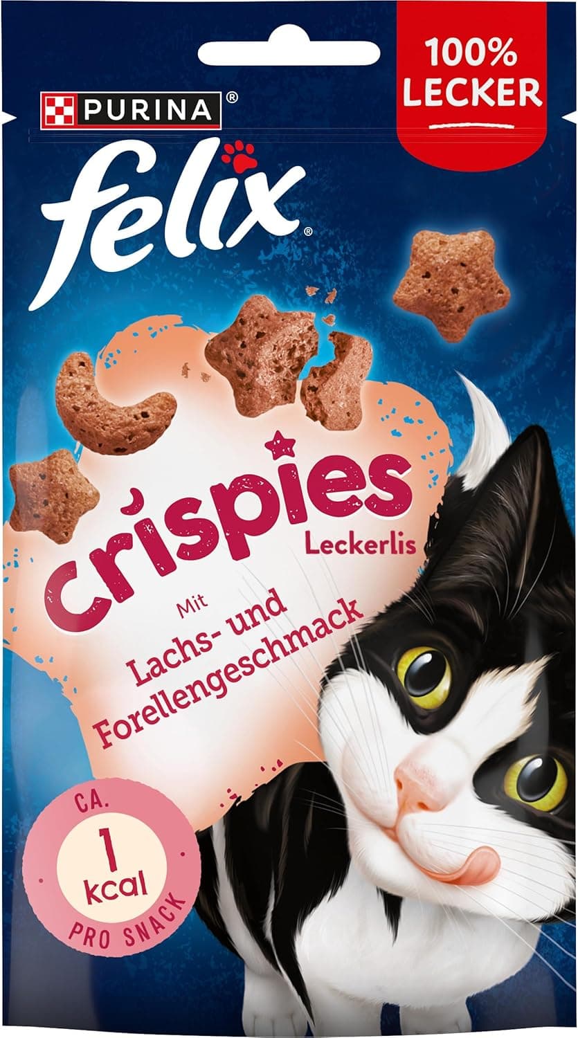 Felix Aperitivo para gatos Crispies com proteínas, vitaminas e ácidos graxos ômega 6, 8 unidades (8 x 45 g)